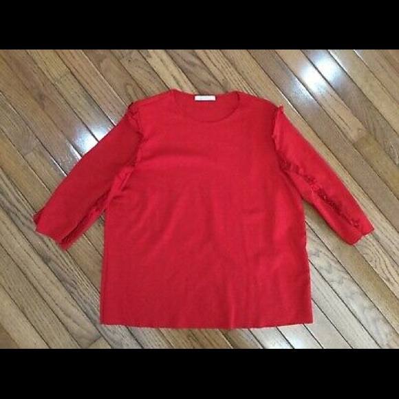 Zara | Red Ruffle Blouse - Picture 4 of 4